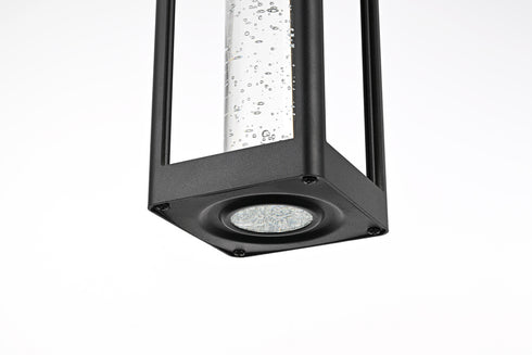 Elegant Lighting 1 Light Amaris 23 inch LED Outdoor Pendant in Black in Black and Clear Finish Model: OD604H23BK