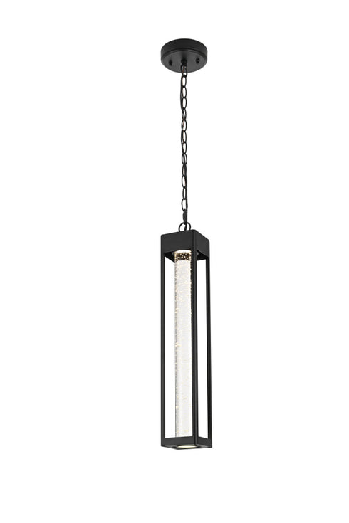Elegant Lighting 1 Light Amaris 23 inch LED Outdoor Pendant in Black in Black and Clear Finish Model: OD604H23BK