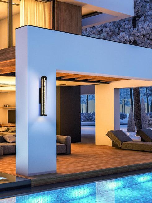 Elegant Lighting 1 Light Amaris 32 inch LED Outdoor Wall sconce in Black in Black and Clear Finish Model: OD604W32BK