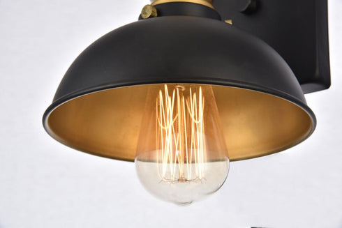 Elegant Lighting 1 Light Anders Collection Wall Sconce D7.1 H8.3 Lt:1 in Black and Brass Finish Model: LD8004W7BK
