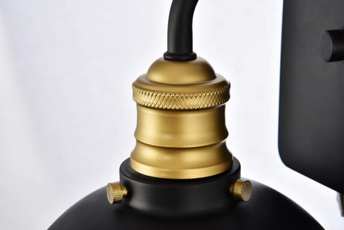 Elegant Lighting 1 Light Anders Collection Wall Sconce D7.1 H8.3 Lt:1 in Black and Brass Finish Model: LD8004W7BK