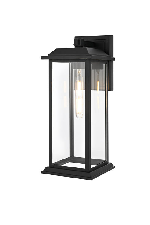 Elegant Lighting 1 Light Araceli 17 inch Outdoor Wall sconce in Black in Black and Clear Finish Model: OD611W17BK