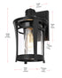 Elegant Lighting 1 Light Artemis 11 inch Outdoor Wall sconce in Black in Black and Clear Finish Model: OD609W11BK