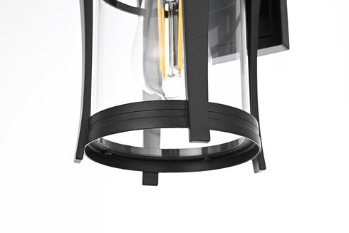 Elegant Lighting 1 Light Artemis 11 inch Outdoor Wall sconce in Black in Black and Clear Finish Model: OD609W11BK