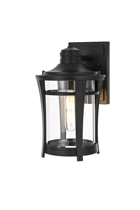 Elegant Lighting 1 Light Artemis 11 inch Outdoor Wall sconce in Black in Black and Clear Finish Model: OD609W11BK