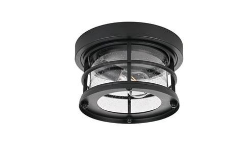 Elegant Lighting 1 Light Carla 10 inch Outdoor Flush Mount in Black in Black and Clear Finish Model: OD614F10BK
