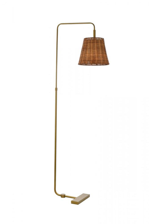 Elegant Lighting 1 Light Flos rattan bell shade floor lamp in brass Model: LD5102FL24BR