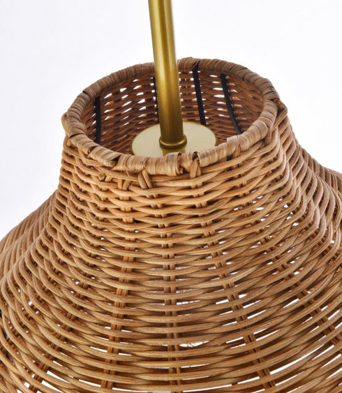 Elegant Lighting 1 Light Flos rattan dome shade floor lamp in brass Model: LD5104FL34BR