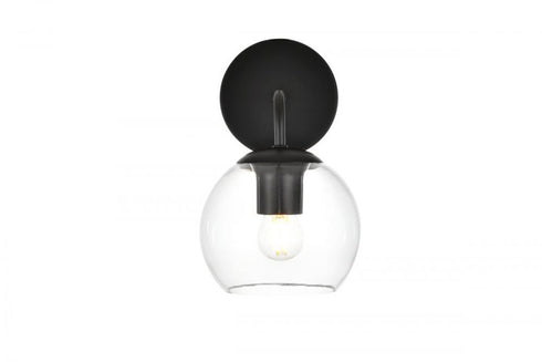 Elegant Lighting 1 Light Genesis 1 Light in Black and Clear Bath Sconce Model: LD7321W6BLK