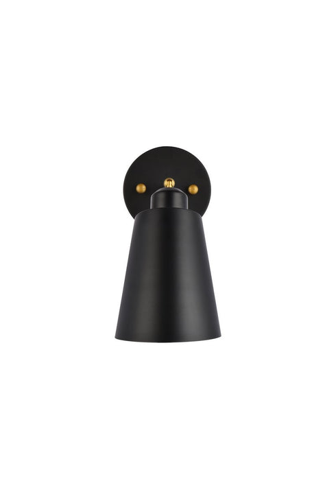 Elegant Lighting 1 Light Halycon 5 inch black and brass wall sconce Model: LD2354BK