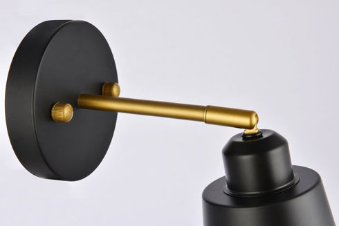 Elegant Lighting 1 Light Halycon 5 inch black and brass wall sconce Model: LD2354BK
