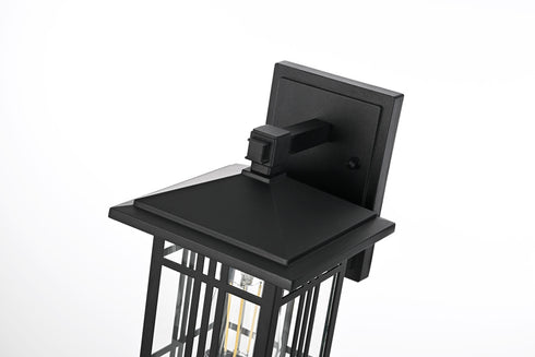 Elegant Lighting 1 Light Harley 10 inch Outdoor Wall sconce in Black in Black and Clear Finish Model: OD613W10BK