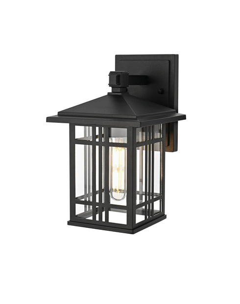 Elegant Lighting 1 Light Harley 10 inch Outdoor Wall sconce in Black in Black and Clear Finish Model: OD613W10BK