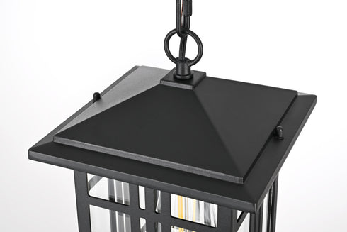 Elegant Lighting 1 Light Harley 12 inch Outdoor Pendant in Black in Black and Clear Finish Model: OD613H11BK