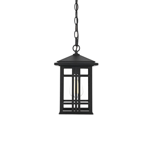 Elegant Lighting 1 Light Harley 12 inch Outdoor Pendant in Black in Black and Clear Finish Model: OD613H11BK