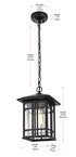 Elegant Lighting 1 Light Harley 12 inch Outdoor Pendant in Black in Black and Clear Finish Model: OD613H11BK