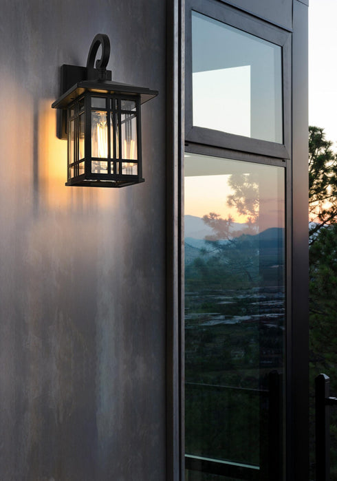 Elegant Lighting 1 Light Harley 12 inch Outdoor Wall sconce in Black in Black and Clear Finish Model: OD613W12BK