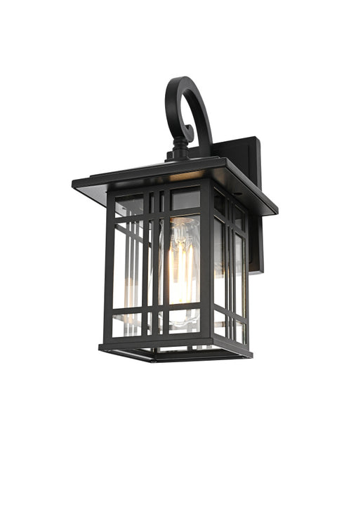Elegant Lighting 1 Light Harley 12 inch Outdoor Wall sconce in Black in Black and Clear Finish Model: OD613W12BK