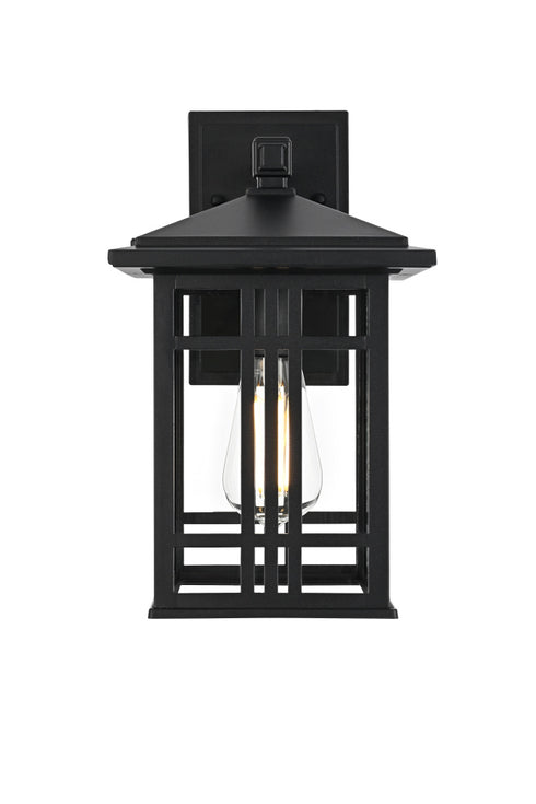 Elegant Lighting 1 Light Harley 13 inch Outdoor Wall sconce in Black in Black and Clear Finish Model: OD613W13BK