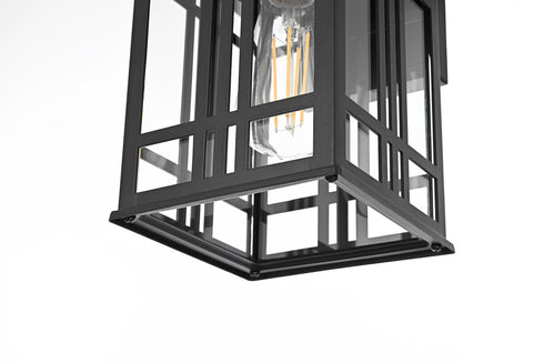 Elegant Lighting 1 Light Harley 13 inch Outdoor Wall sconce in Black in Black and Clear Finish Model: OD613W13BK