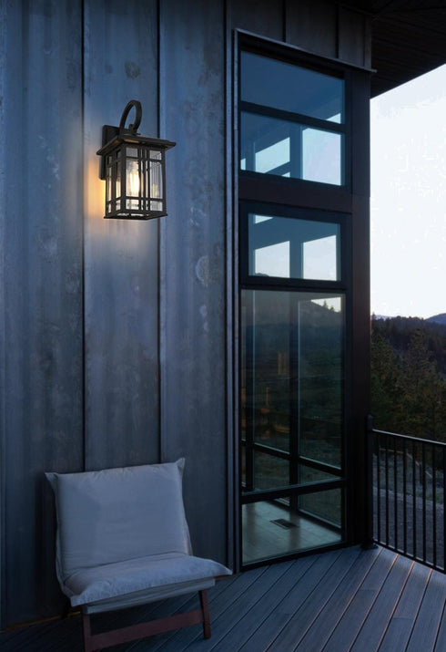 Elegant Lighting 1 Light Harley 14 inch Outdoor Wall sconce in Black in Black and Clear Finish Model: OD613W14BK
