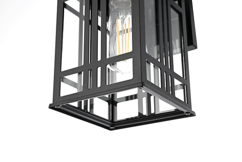 Elegant Lighting 1 Light Harley 14 inch Outdoor Wall sconce in Black in Black and Clear Finish Model: OD613W14BK