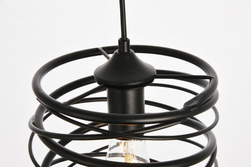 Elegant Lighting 1 Light Hopper Collection Pendant D7.9 H11.8 Lt:1 in Black Finish Model: LDPD2086