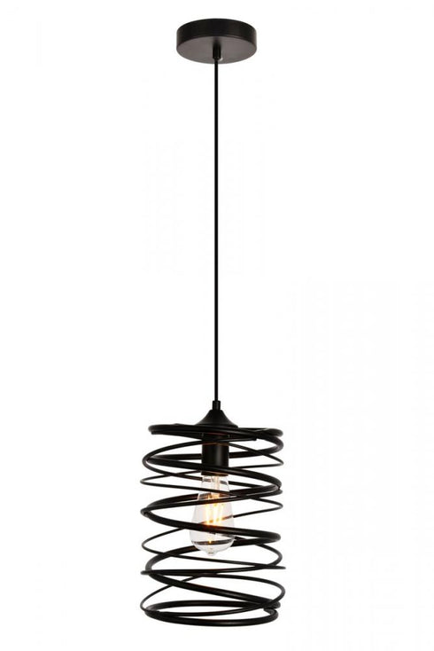 Elegant Lighting 1 Light Hopper Collection Pendant D7.9 H11.8 Lt:1 in Black Finish Model: LDPD2086
