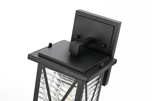 Elegant Lighting 1 Light Jada 12 inch Outdoor Wall sconce in Black in Black and Clear Finish Model: OD607W12BK