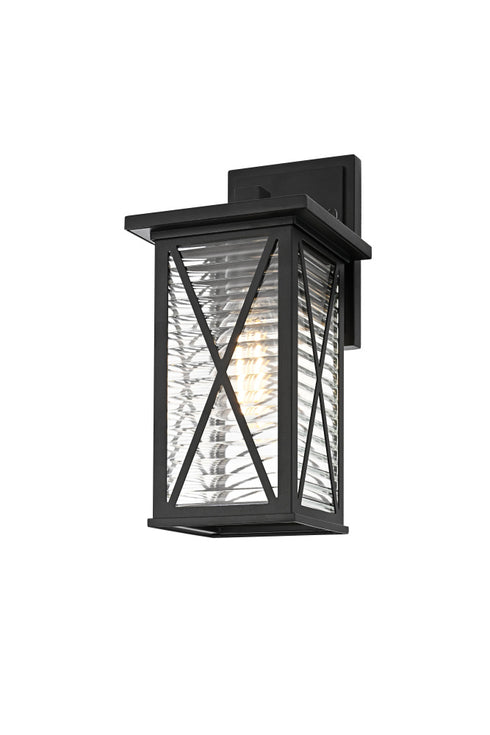 Elegant Lighting 1 Light Jada 12 inch Outdoor Wall sconce in Black in Black and Clear Finish Model: OD607W12BK