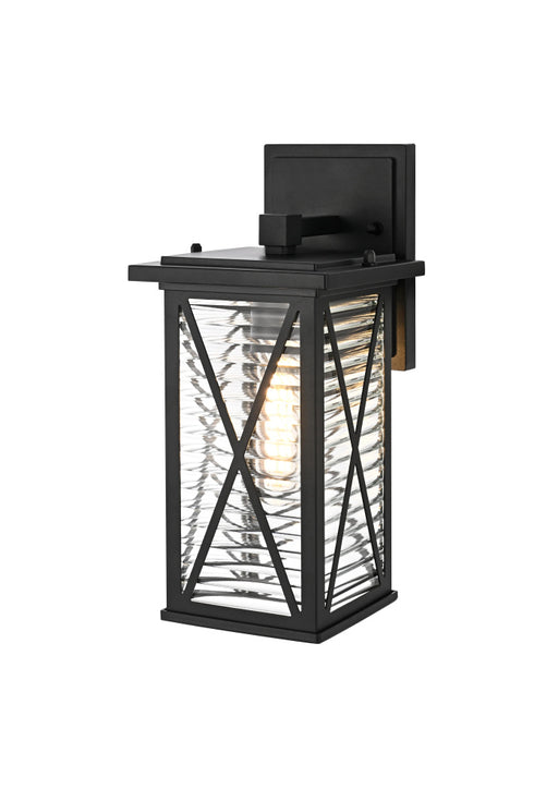 Elegant Lighting 1 Light Jada 12 inch Outdoor Wall sconce in Black in Black and Clear Finish Model: OD607W12BK