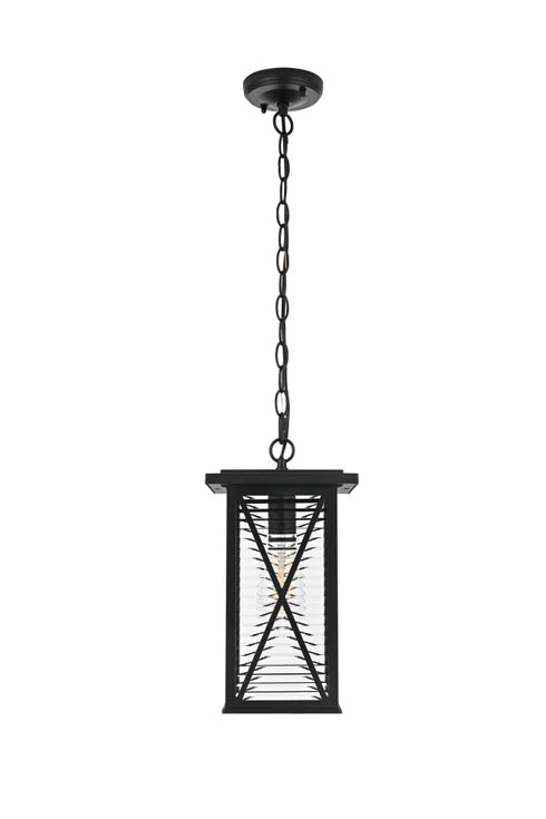 Elegant Lighting 1 Light Jada 14 inch Outdoor Pendant in Black in Black and Clear Finish Model: OD607H14BK