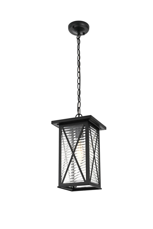 Elegant Lighting 1 Light Jada 14 inch Outdoor Pendant in Black in Black and Clear Finish Model: OD607H14BK