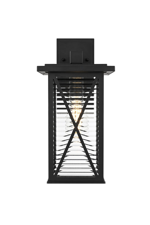 Elegant Lighting 1 Light Jada 15 inch Outdoor Wall sconce in Black in Black and Clear Finish Model: OD607W15BK