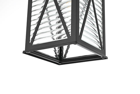 Elegant Lighting 1 Light Jada 15 inch Outdoor Wall sconce in Black in Black and Clear Finish Model: OD607W15BK