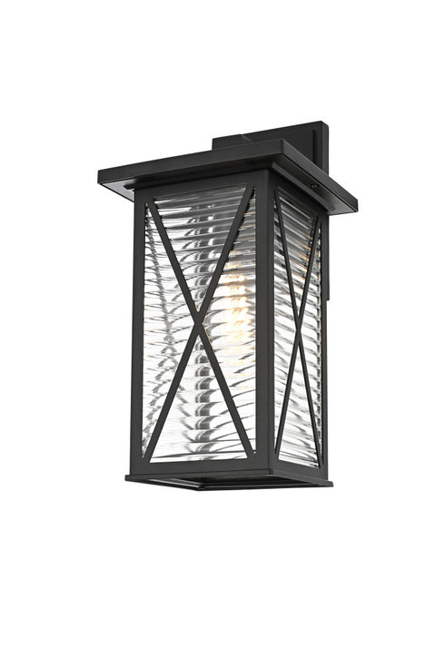 Elegant Lighting 1 Light Jada 15 inch Outdoor Wall sconce in Black in Black and Clear Finish Model: OD607W15BK