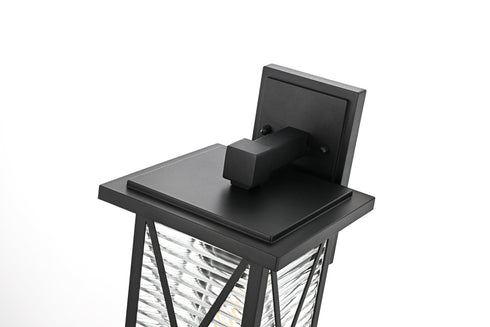 Elegant Lighting 1 Light Jada 15 inch Outdoor Wall sconce in Black in Black and Clear Finish Model: OD607W15BK