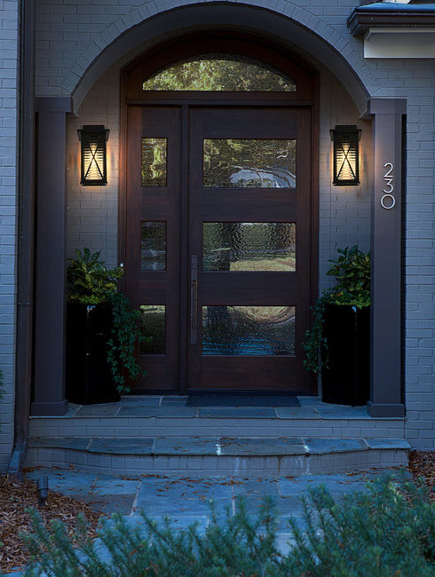Elegant Lighting 1 Light Jada 15 inch Outdoor Wall sconce in Black in Black and Clear Finish Model: OD607W15BK