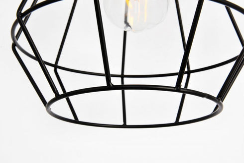 Elegant Lighting 1 Light Jago Collection Pendant D9.1 H12.3 Lt:1 in Black Finish Model: LDPD2087
