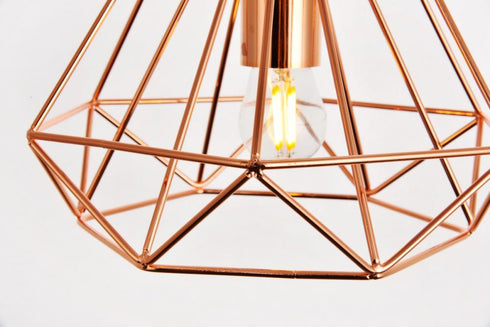Elegant Lighting 1 Light Jago Collection Pendant D9.8 H9.8 Lt:1 in Copper Finish Model: LDPD2090