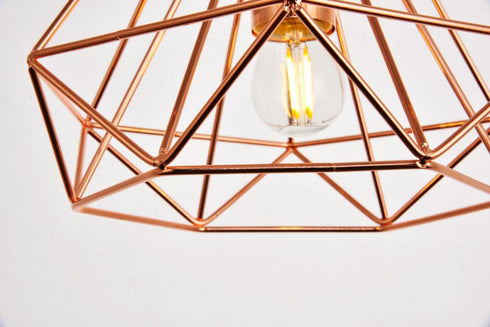 Elegant Lighting 1 Light Jago Collection Pendant D9.8 H9.8 Lt:1 in Copper Finish Model: LDPD2090
