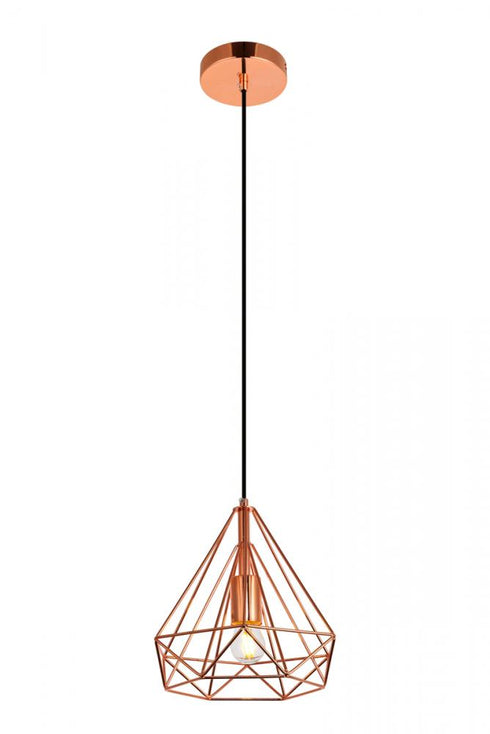 Elegant Lighting 1 Light Jago Collection Pendant D9.8 H9.8 Lt:1 in Copper Finish Model: LDPD2090