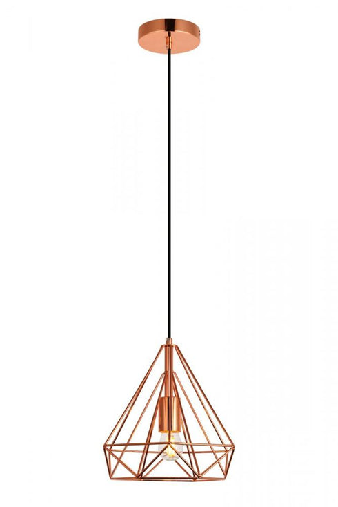 Elegant Lighting 1 Light Jago Collection Pendant D9.8 H9.8 Lt:1 in Copper Finish Model: LDPD2090