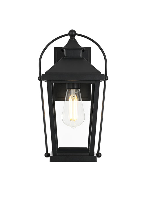 Elegant Lighting 1 Light Luz 14 inch Outdoor Wall sconce in Black in Black and Clear Finish Model: OD605W14BK