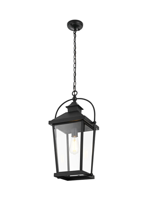 Elegant Lighting 1 Light Luz 21 inch Outdoor Pendant in Black in Black and Clear Finish Model: OD605H20BK