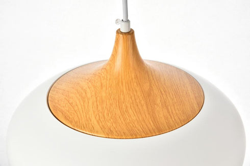 Elegant Lighting 1 Light Nora Collection Pendant D11.5 Inch H9 Inch Lt:1 frosted white and natural wood finish Model: LDPD2004