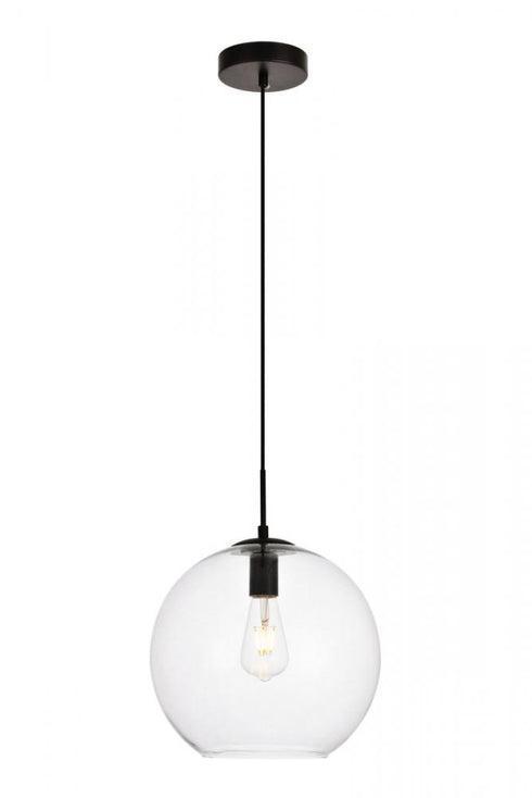 Elegant Lighting 1 Light Placido Collection Pendant D11.8 H11.4 Lt:1 in Black and Clear Finish Model: LDPD2114