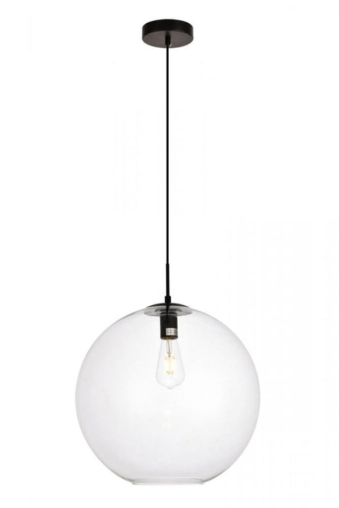 Elegant Lighting 1 Light Placido Collection Pendant D15.7 H16.5 Lt:1 in Black and Clear Finish Model: LDPD2112