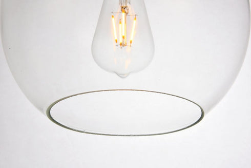 Elegant Lighting 1 Light Placido Collection Pendant D15.7 H16.5 Lt:1 in Black and Clear Finish Model: LDPD2112