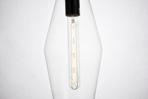 Elegant Lighting 1 Light Placido Collection Pendant D5.9 H14.2 Lt:1 in Black and Clear Finish Model: LDPD2119